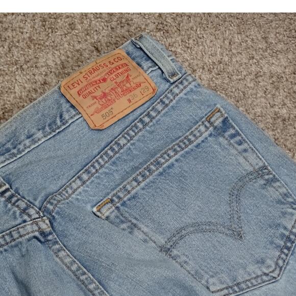 Vtg Levis 505 Jeans Mens 36x29 Light Wash Denim Regular Fit Straight Leg Classic - Picture 7 of 9